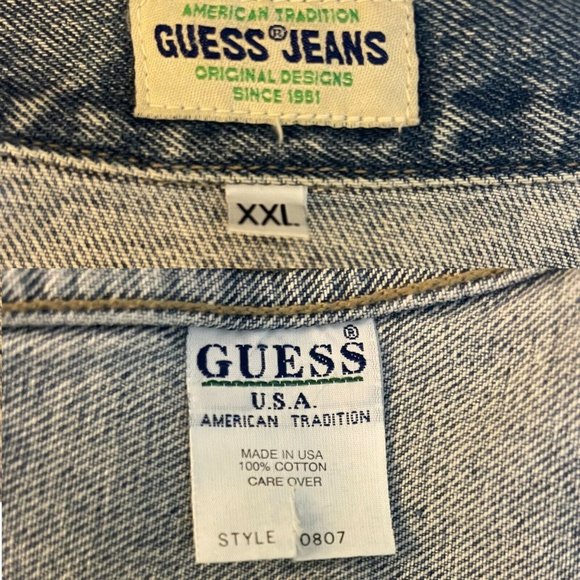 Vintage 90’s Guess Jeans Denim Jean Jacket Cropped Size XXL Made in USA - Picture 9 of 9